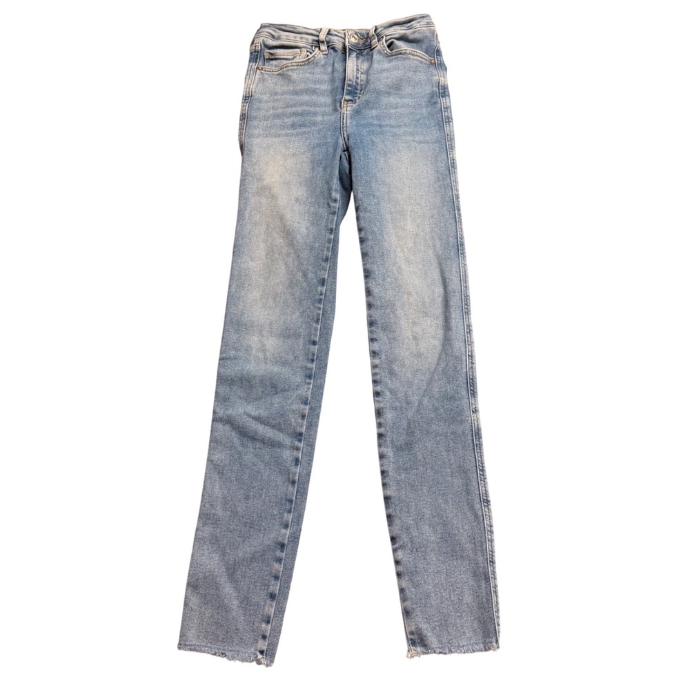 Free People We The Free Light Wash Raw Hem Straight Leg Jeans Size 26